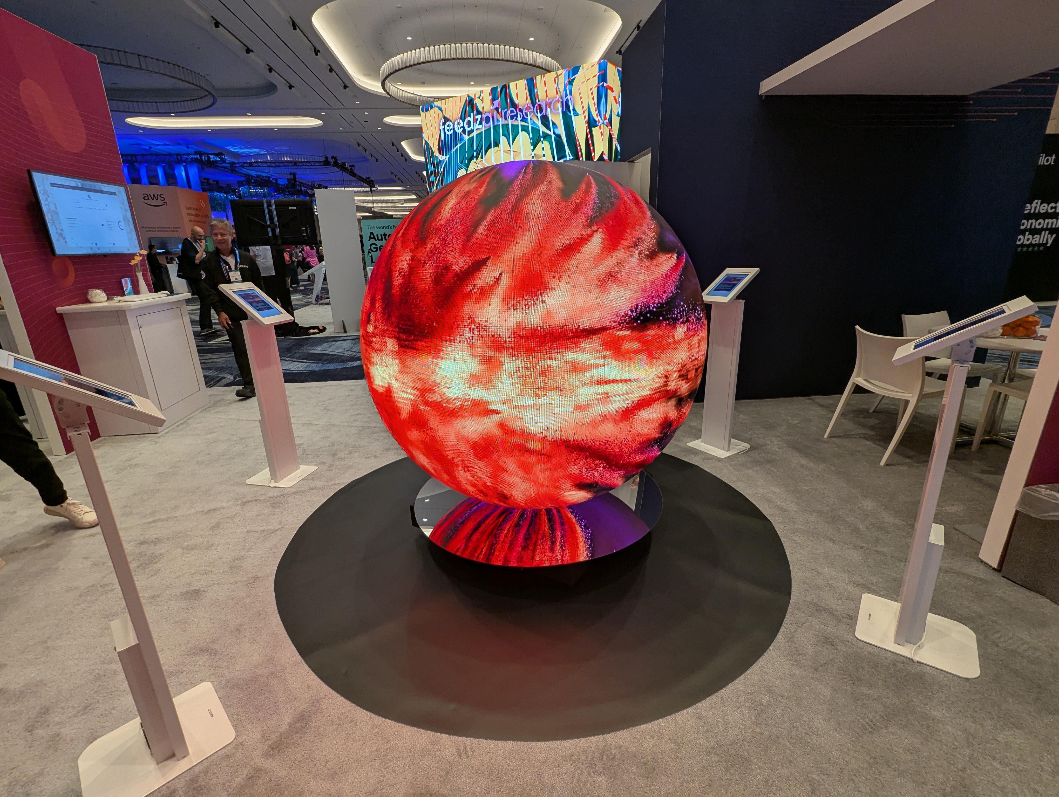 LED sphere on a trade show floor