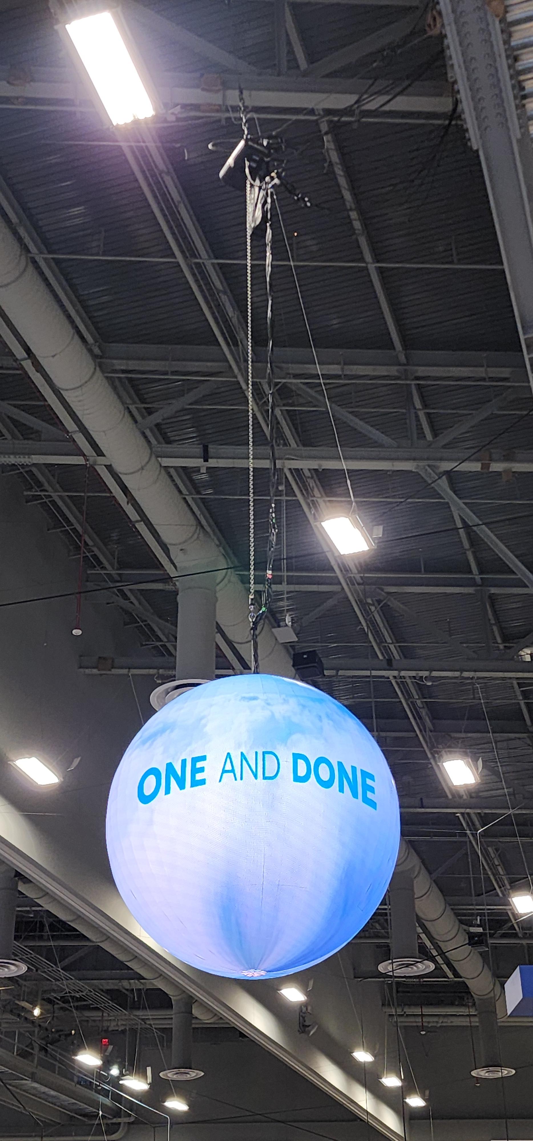 LED sphere at the Quiet Technology Aerospace booth