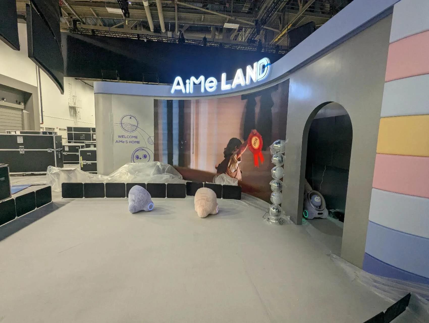 Close detail of the TCL LED wall panels and AV connections at the CES booth
